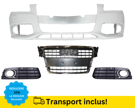 AUDI - Bara fata cu grile Audi A4 B8 2007-2011 cu Spalator far, senzori parcare ALB LY9C VOPSITA