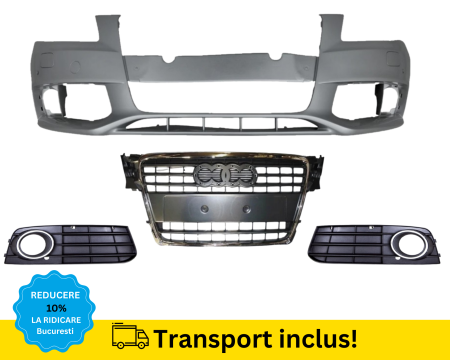 AUDI - Bara fata cu grile Audi A4 B8 2007-2011 cu Spalator far, senzori parcare GRI LY7G VOPSITA