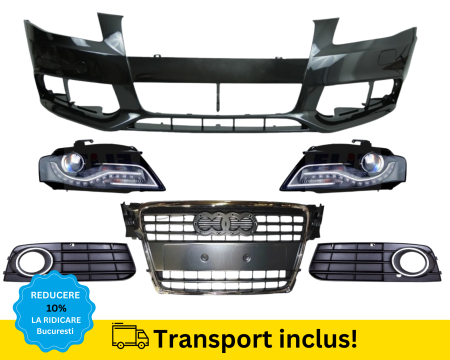 AUDI - Bara fata cu grile, Faruri Xenon Audi A4 B8 2007-2011 cu Spalator far GRI LZ7H VOPSITA