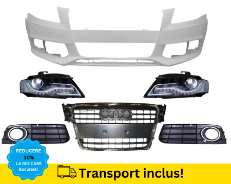 AUDI - Bara fata cu grile, Faruri Xenon Audi A4 B8 2007-2011 cu Spalator far ALB LY9C VOPSITA
