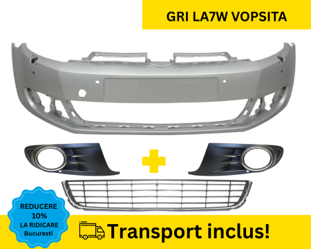 GOLF 6 VI 2008-2012 - Bara fata cu Grile VW Golf 6 VI Hatchback 2008-2012 spalator far, senzori parcare Gri LA7W VOPSITA