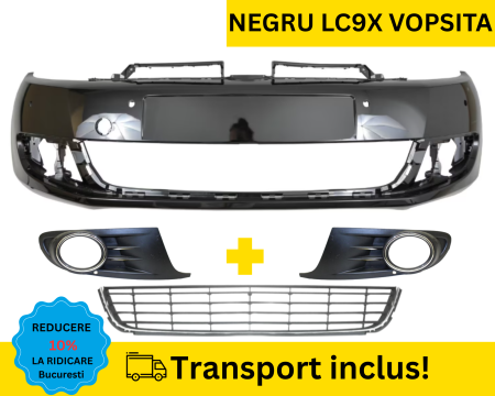 GOLF 6 VI 2008-2012 - Bara fata cu Grile VW Golf 6 VI Hatchback 2008-2012 cu senzori parcare Negru LC9X VOPSITA