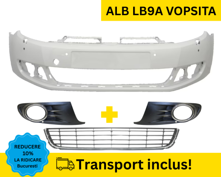 GOLF 6 VI 2008-2012 - Bara fata cu Grile VW Golf 6 VI Hatchback 2008-2012  spalator far, senzori parcare Alb LB9A VOPSITA