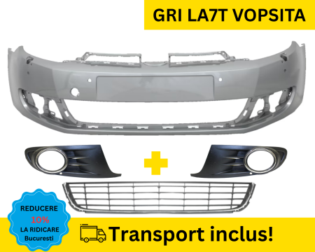 GOLF 6 VI 2008-2012 - Bara fata cu Grile VW Golf 6 VI Hatchback 2008-2012 spalator far, senzori parcare Gri LA7T VOPSITA