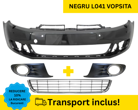 GOLF 6 VI 2008-2012 - Bara fata cu Grile VW Golf 6 VI Hatchback 2008-2012  spalator far, senzori parcare Negru L041 VOPSITA