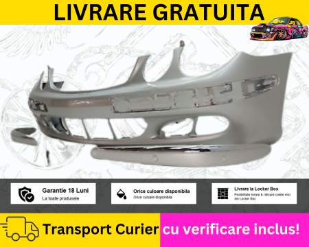 E-CLASS W211 2002-2009 - Bara fata cu spalator far Gri 744 Mercedes E-CLASS W211 2002-2006 + Spalator far + Bandouri  VOPSITA TU Alegi culoarea
