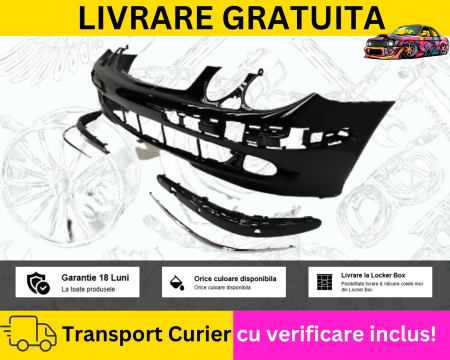 E-CLASS W211 2002-2009 - Bara fata cu spalator far Negru 197 Mercedes E-CLASS W211 2002-2006 + Spalator far + Bandouri  VOPSITA TU Alegi culoarea