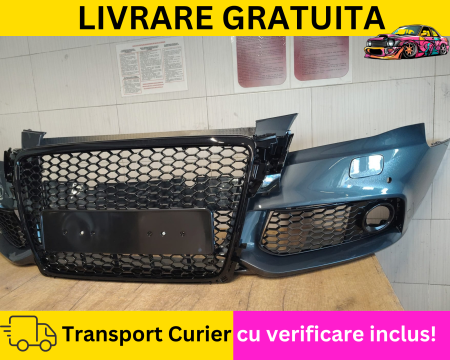 Bara fata + Grile LZ7H GRI Audi A4 B8 + S-LINE 2008-2011 + S-LINE cu spalator far + senzori parcare VOPSITA TU Alegi culoarea  [1]