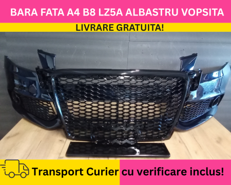 A4 B8 2007-2011 - Bara fata + Grile Audi A4 B8 + S-LINE 2008-2011 + S-LINE cu spalator far VOPSITA LZ5A ALBASTRU