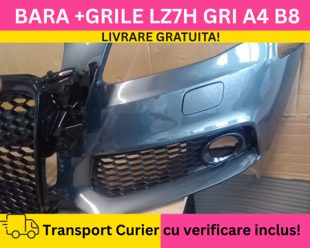 Bara fata + Grile Audi A4 B8 + S-LINE 2008-2011 + S-LINE cu spalator far VOPSITA LZ7H GRI [1]