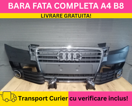 A4 B8 2007-2011 - Bara fata + Grile + Proiectoare Audi A4 B8 + S-LINE 2008-2011 cu spalator far, senzori parcare NEVOPSITA