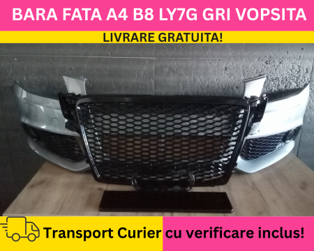 A4 B8 2007-2011 - Bara fata + Grile + Proiectoare Fagure RS LOOK Audi A4 B8 2008-2011 + S-LINE cu spalator far VOPSITA LY7G GRI