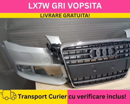 Bara fata + Grila radiator Audi A4 B8 2008-2011 + S-LINE cu spalator far VOPSITA LX7W GRI [2]