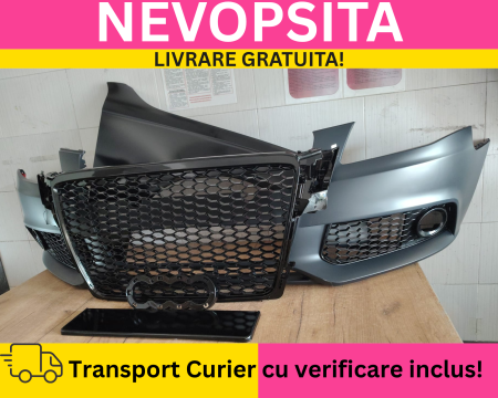 Bara fata + Aripa + Grile Fagure RS LOOK Audi A4 B8 + S-LINE 2008-2011 Simpla fara spalator far, senzori NEVOPSITA [1]