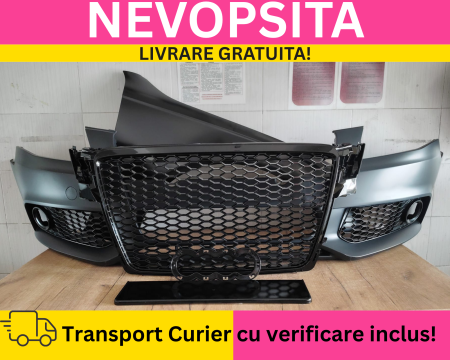 A4 B8 2007-2011 - Bara fata + Aripa + Grile Fagure RS LOOK Audi A4 B8 + S-LINE 2008-2011 Simpla fara spalator far, senzori NEVOPSITA