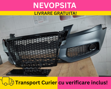 Bara fata + Grile Fagure RS LOOK Audi A4 B8 2008-2011 Simpla fara spalator far, senzori NEVOPSITA [2]