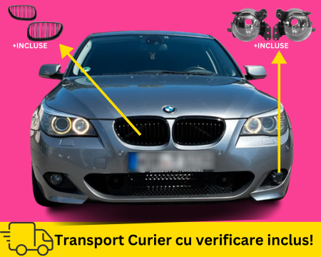 Bara fata M-Pachet cu proiectoare, grile BMW Seria 5 E60 E61 + FSL  2003-2010 A52 Gri VOPSITA