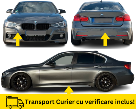 SERIA 3 F30 F31 2011-2017 - Bodykit Pachet exterior M LOOK Bara fata, spate, praguri, proiectoare, grile BMW Seria 3 F30 2011-2017 B39 Gri la culoare VOPSITE