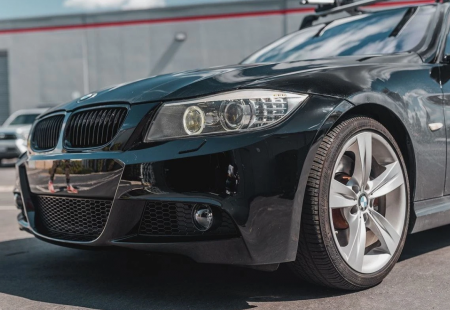 Bara fata sport M BMW E90 E91 LCI 2008-2012 cu spalator far, senzori PDC vopsit orice culoare [4]