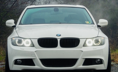 Bara fata sport M BMW E90 E91 LCI 2008-2012 cu spalator far, senzori PDC vopsit orice culoare [3]