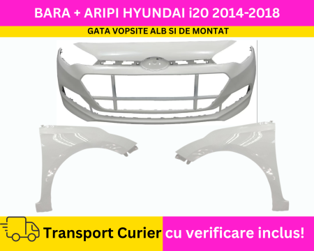 i20 2008-2020 - Bara fata + Aripi vopsita Alba PJW Hyundai i20 5usi 2014-2018