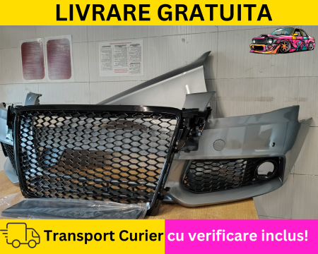 Bara + Grile fagure + Aripa dreapta fata Gri LY7G Audi A4 B8 2007-2011 senzori parcare VOPSITA Tu alegi culoarea [1]