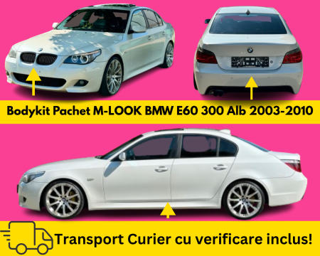 SERIA 5 E60 E61 2003-2010 - Bodykit Pachet Exterior M Bara fata, spate, praguri, BMW Seria 5 E60 2003-2010 300 Alba la culoare VOPSITE