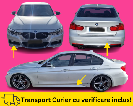 SERIA 3 F30 F31 2011-2017 - Bodykit Pachet Exterior M Bara fata, spate, praguri, proiectoare, grile BMW Seria 3 F30 2011-2017 A83 354 Gri la culoare VOPSITE