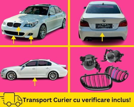 SERIA 5 E60 E61 2003-2010 - Bodykit Pachet Exterior M Bara fata + spate + praguri + proiectoare + grile BMW Seria 5 E60 2003-2010 300 Alba la culoare VOPSITE