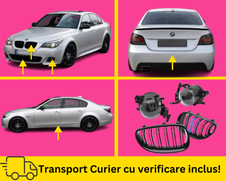 SERIA 5 E60 E61 2003-2010 - Bodykit Pachet Exterior M Bara fata + spate + praguri + proiectoare + grile BMW Seria 5 E60 2003-2010 354 Gri la culoare VOPSITE