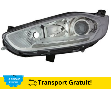 FIESTA MK7 2008-2017 - Far stanga LED Ford Fiesta MK7 2013-2017 H1 H7 fundal crom