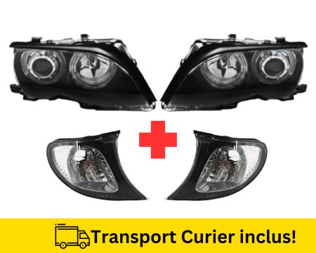 SERIA 3 E46 1998-2005 - Faruri Angel Eyes cu semnalizari BMW E46 Sedan + Combi FSL 2001-2005