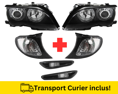 SERIA 3 E46 1998-2005 - Faruri Angel Eyes cu semnalizari Aripa BMW E46 Sedan + Combi FSL 2001-2005