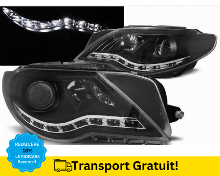 PASSAT CC 2008-2017 - Faruri fundal negru LED VW Passat CC 2008-2012 H7 H7