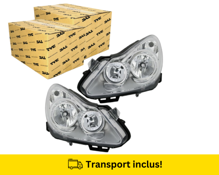OPEL - Faruri Opel Corsa D 2006-2010 H1/H7 CROM Stanga + Dreapta