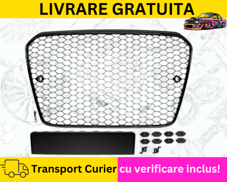 AUDI - Grila Masca Radiator Audi A5 8T Facelift 2011-2015 Fagure Negru lucios CU SAU FARA SENZORI DE PARCARE
