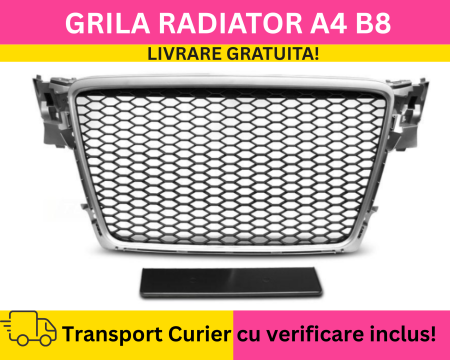 A4 B8 2007-2011 - Grila Radiator Fagure Audi A4 B8 2007-2011 Bandou Argintiu Negru