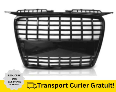 Grila radiator sport Audi A3 8P 2005-2008 Negru lucios suport emblema inclus