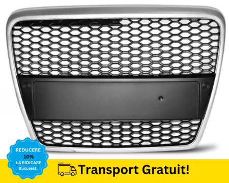 A6 C6 2003-2010 - Grila radiator fagure Audi A6 C6 4F 2003-2008 cu suport numar, suport emblema inclus
