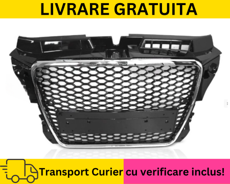 A3 8P 2003-2012 - Grila radiator fagure cu Bandou cromat Audi A3 8P 2008-2012