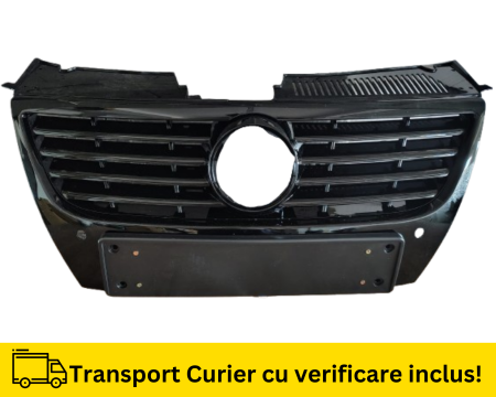 PASSAT B6 2005-2010 - Grila Radiator fata VW Passat B6 2005-2010 Negru lucios cu gauri senzori parcare