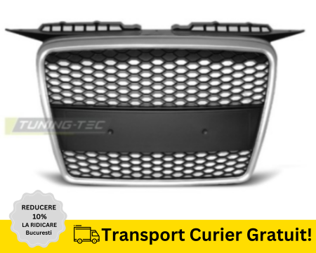 Grila radiator fagure Audi A3 8P 2005-2008 Bandou Argintiu suport emblema inclus