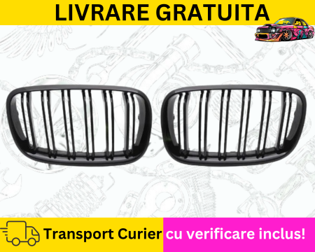 SERIA 3 E46 1998-2005 - Grile capota motor nari duble BMW X6 E71 2008-2014 Negru lucios