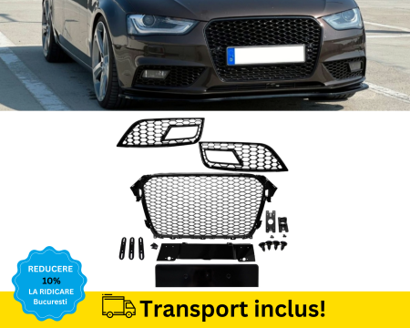 A4 B8.5 2011-2015 - Grile Radiator Bara fata Audi A4 B8.5 2011-2015 Fagure Negru lucios