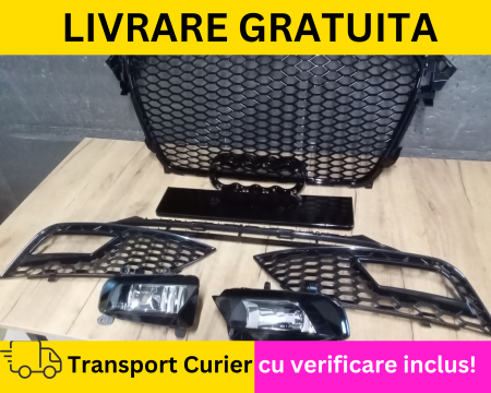 Grile RS Fagure Negru lucios + Proiectoare ceata Bara fata Audi A4 B8.5 2011-2015 [1]