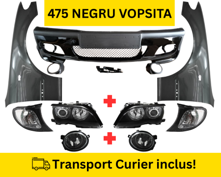 SERIA 3 E46 1998-2005 - Pachet Bara, Aripi faruri, proiectoare fata M-Tech BMW Seria 3 E46 Sedan Touring FSL 2001-2005 475 NEGRU la culoare VOPSITA