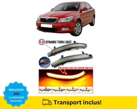 SKODA - Semnalizari LED Dynamice Oglinda Skoda Octavia II 2 1Z FSL 2008-2013