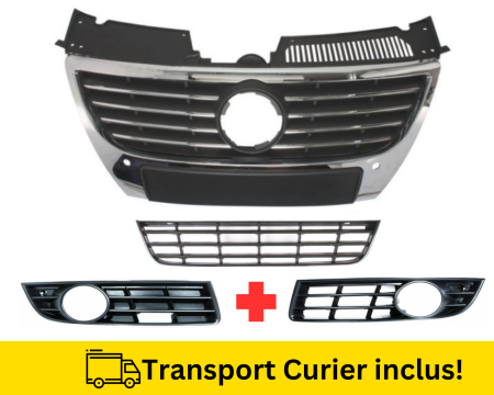 PASSAT B6 2005-2010 - Set Grile Bara fata VW Passat B6 2005-2010 cu gauri senzori parcare, proiectoare ceata