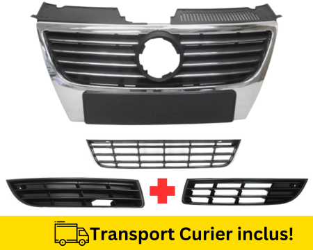 PASSAT B6 2005-2010 - Set Grile Bara fata VW Passat B6 2005-2010 fara gauri senzori parcare, proiectoare ceata