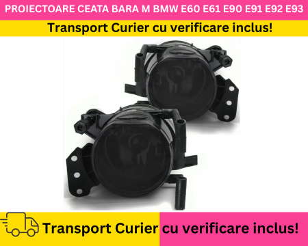 BMW - Set proiectoare ceata Bara M Fumuriu BMW Seria 3 5 E60 E61 E90 E91 E92 E93  + FSL 2003-2012 Becurile sunt incluse